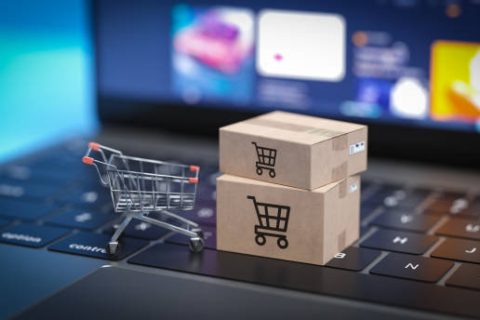 items purchased through online shopping are delivered. 3d rendering