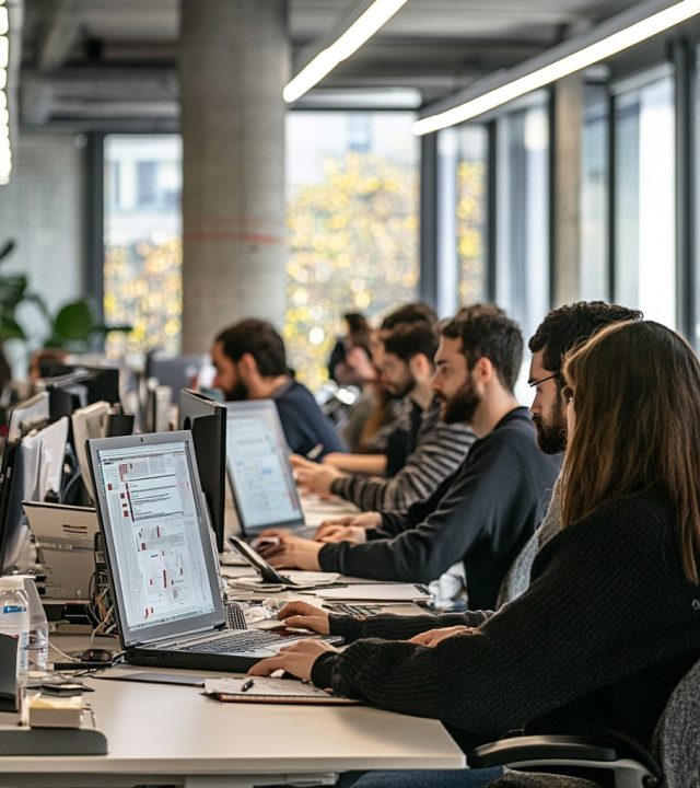 office workers busy stockcake