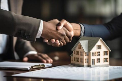 successful real estate transaction realtor and buyer shaking hands generative ai photo